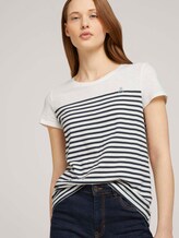 Gestreiftes T-Shirt mit Bio-Baumwolle - Frauen - Gardenia White Gestreiftes T-Shirt mit Bio-Baumwolle - Frauen - Gardenia White - 5 - TOM TAILOR Denim