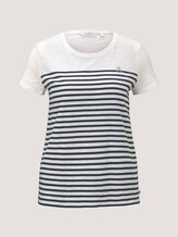 Gestreiftes T-Shirt mit Bio-Baumwolle - Frauen - Gardenia White Gestreiftes T-Shirt mit Bio-Baumwolle - Frauen - Gardenia White - 7 - TOM TAILOR Denim