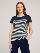 Gestreiftes T-Shirt mit Bio-Baumwolle - Frauen - Sky Captain Blue Gestreiftes T-Shirt mit Bio-Baumwolle - Frauen - Sky Captain Blue - 1 - TOM TAILOR Denim