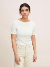 Basic T-Shirt mit Bio-Baumwolle - Frauen - Gardenia White Basic T-Shirt mit Bio-Baumwolle - Frauen - Gardenia White - 1 - TOM TAILOR Denim
