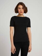 Basic T-shirt met boothals - Vrouwen - deep black Basic T-shirt met boothals - Vrouwen - deep black - 1 - TOM TAILOR Denim
