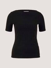 Basic T-shirt met boothals - Vrouwen - deep black Basic T-shirt met boothals - Vrouwen - deep black - 7 - TOM TAILOR Denim