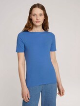 Basic Halbarmshirt aus Bio-Baumwolle - Frauen - mid blue Basic Halbarmshirt aus Bio-Baumwolle - Frauen - mid blue - 1 - TOM TAILOR Denim
