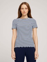 T-Shirt aus Bio-Baumwolle - Frauen - navy white stripe T-Shirt aus Bio-Baumwolle - Frauen - navy white stripe - 1 - TOM TAILOR Denim