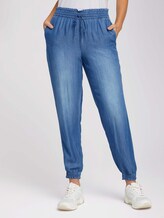 Harem Stoffhose mit TENCEL™ - Frauen - Used Light Stone Blue Denim Harem Stoffhose mit TENCEL™ - Frauen - Used Light Stone Blue Denim - 1 - TOM TAILOR Denim