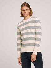 gestreifter Pullover mit Bio-Baumwolle - Männer - soft beige navy stripe gestreifter Pullover mit Bio-Baumwolle - Männer - soft beige navy stripe - 1 - TOM TAILOR Denim