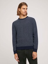 gestreifter Pullover mit Bio-Baumwolle - Männer - navy blue white stripy pattern gestreifter Pullover mit Bio-Baumwolle - Männer - navy blue white stripy pattern - 1 - TOM TAILOR Denim