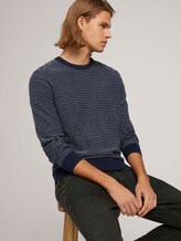 gestreifter Pullover mit Bio-Baumwolle - Männer - navy blue white stripy pattern gestreifter Pullover mit Bio-Baumwolle - Männer - navy blue white stripy pattern - 5 - TOM TAILOR Denim