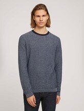 getextureerde trui met biologisch katoen - Mannen - navy denim blue white mouline getextureerde trui met biologisch katoen - Mannen - navy denim blue white mouline - 1 - TOM TAILOR Denim