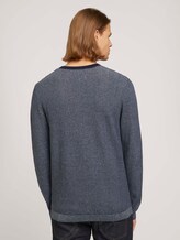 getextureerde trui met biologisch katoen - Mannen - navy denim blue white mouline getextureerde trui met biologisch katoen - Mannen - navy denim blue white mouline - 2 - TOM TAILOR Denim