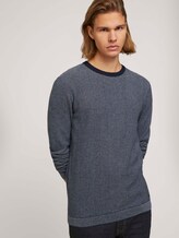 getextureerde trui met biologisch katoen - Mannen - navy denim blue white mouline getextureerde trui met biologisch katoen - Mannen - navy denim blue white mouline - 5 - TOM TAILOR Denim