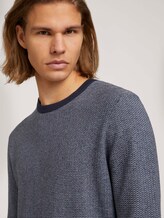 getextureerde trui met biologisch katoen - Mannen - navy denim blue white mouline getextureerde trui met biologisch katoen - Mannen - navy denim blue white mouline - 9 - TOM TAILOR Denim