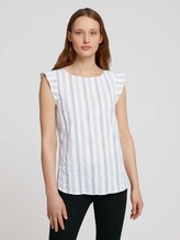 Gestreifte Bluse mit Bio-Baumwolle - Frauen - white blue vertical stripe Gestreifte Bluse mit Bio-Baumwolle - Frauen - white blue vertical stripe - 1 - TOM TAILOR Denim