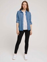 Gestreifte Bluse mit Bio-Baumwolle - Frauen - white blue vertical stripe Gestreifte Bluse mit Bio-Baumwolle - Frauen - white blue vertical stripe - 3 - TOM TAILOR Denim