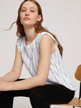 Gestreifte Bluse mit Bio-Baumwolle - Frauen - white blue vertical stripe Gestreifte Bluse mit Bio-Baumwolle - Frauen - white blue vertical stripe - 5 - TOM TAILOR Denim