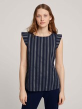Gestreifte Bluse mit Bio-Baumwolle - Frauen - navy white vertical stripe Gestreifte Bluse mit Bio-Baumwolle - Frauen - navy white vertical stripe - 1 - TOM TAILOR Denim