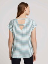Gemusterte Kurzambluse aus nachhaltiger Viskose - Frauen - mineral blue white stripe Gemusterte Kurzambluse aus nachhaltiger Viskose - Frauen - mineral blue white stripe - 2 - TOM TAILOR Denim