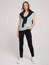 Gemusterte Kurzambluse aus nachhaltiger Viskose - Frauen - mineral blue white stripe Gemusterte Kurzambluse aus nachhaltiger Viskose - Frauen - mineral blue white stripe - 3 - TOM TAILOR Denim