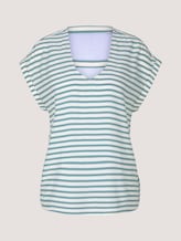 Gemusterte Kurzambluse aus nachhaltiger Viskose - Frauen - mineral blue white stripe Gemusterte Kurzambluse aus nachhaltiger Viskose - Frauen - mineral blue white stripe - 7 - TOM TAILOR Denim