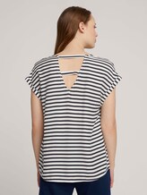 Gemusterte Kurzambluse aus nachhaltiger Viskose - Frauen - navy white stripe Gemusterte Kurzambluse aus nachhaltiger Viskose - Frauen - navy white stripe - 2 - TOM TAILOR Denim