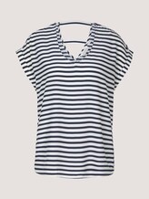 Gemusterte Kurzambluse aus nachhaltiger Viskose - Frauen - navy white stripe Gemusterte Kurzambluse aus nachhaltiger Viskose - Frauen - navy white stripe - 7 - TOM TAILOR Denim