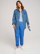Patterned short-sleeved blouse with cut-out details - Women - mid blue white stripe Patterned short-sleeved blouse with cut-out details - Women - mid blue white stripe - 3 - TOM TAILOR Denim