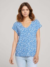 Gemusterte Kurzambluse aus nachhaltiger Viskose - Frauen - mid blue flower print Gemusterte Kurzambluse aus nachhaltiger Viskose - Frauen - mid blue flower print - 1 - TOM TAILOR Denim