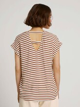 Gemusterte Kurzambluse mit LENZING™ ECOVERO™ - Frauen - white brown stripe Gemusterte Kurzambluse mit LENZING™ ECOVERO™ - Frauen - white brown stripe - 2 - TOM TAILOR Denim