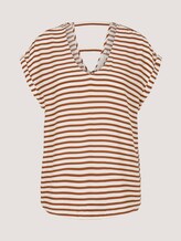 Gemusterte Kurzambluse mit LENZING™ ECOVERO™ - Frauen - white brown stripe Gemusterte Kurzambluse mit LENZING™ ECOVERO™ - Frauen - white brown stripe - 7 - TOM TAILOR Denim