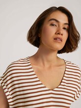 Gemusterte Kurzambluse mit LENZING™ ECOVERO™ - Frauen - white brown stripe Gemusterte Kurzambluse mit LENZING™ ECOVERO™ - Frauen - white brown stripe - 9 - TOM TAILOR Denim