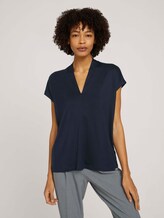 T-Shirt mit TENCEL™ und V-Ausschnitt - Frauen - Sky Captain Blue T-Shirt mit TENCEL™ und V-Ausschnitt - Frauen - Sky Captain Blue - 1 - Mine to five