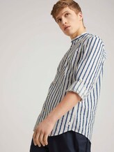 Gestreiftes Hemd mit Stehkragen - Männer - white blue shredded stripe Gestreiftes Hemd mit Stehkragen - Männer - white blue shredded stripe - 5 - TOM TAILOR Denim