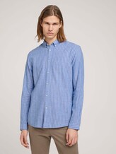 Gestreiftes Hemd mit Leinen - Männer - blue white linen stripe Gestreiftes Hemd mit Leinen - Männer - blue white linen stripe - 1 - TOM TAILOR Denim