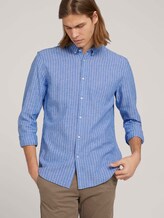 Gestreiftes Hemd mit Leinen - Männer - blue white linen stripe Gestreiftes Hemd mit Leinen - Männer - blue white linen stripe - 5 - TOM TAILOR Denim