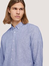 Gestreiftes Hemd mit Leinen - Männer - navy white small stripe Gestreiftes Hemd mit Leinen - Männer - navy white small stripe - 9 - TOM TAILOR Denim