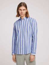 Gestreiftes Hemd mit Leinen - Männer - olive blue big stripe Gestreiftes Hemd mit Leinen - Männer - olive blue big stripe - 1 - TOM TAILOR Denim