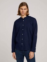 Stehkragenhemd mit Leinen - Männer - Sky Captain Blue Stehkragenhemd mit Leinen - Männer - Sky Captain Blue - 1 - TOM TAILOR Denim