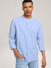Stehkragenhemd mit Leinen - Männer - light blue white chambray Stehkragenhemd mit Leinen - Männer - light blue white chambray - 5 - TOM TAILOR Denim
