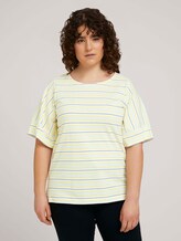 Plus - Gestreiftes T-Shirt mit Bio-Baumwolle - Frauen - soft blue yellow stripe Plus - Gestreiftes T-Shirt mit Bio-Baumwolle - Frauen - soft blue yellow stripe - 1 - My True Me