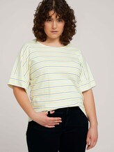 Plus - Gestreiftes T-Shirt mit Bio-Baumwolle - Frauen - soft blue yellow stripe Plus - Gestreiftes T-Shirt mit Bio-Baumwolle - Frauen - soft blue yellow stripe - 5 - My True Me