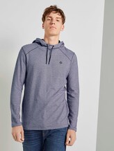 Strukturiertes Langarmshirt mit Kapuze - Männer - Sky Captain Blue Non-Solid Strukturiertes Langarmshirt mit Kapuze - Männer - Sky Captain Blue Non-Solid - 1 - TOM TAILOR Denim