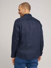 gemustertes Hemd mit Leinen - Männer - Navy Eclipse gemustertes Hemd mit Leinen - Männer - Navy Eclipse - 2 - TOM TAILOR