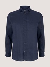 gemustertes Hemd mit Leinen - Männer - Navy Eclipse gemustertes Hemd mit Leinen - Männer - Navy Eclipse - 7 - TOM TAILOR