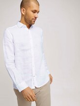 gemustertes Hemd mit Leinen - Männer - White gemustertes Hemd mit Leinen - Männer - White - 5 - TOM TAILOR