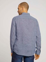 gemustertes Hemd mit Leinen - Männer - navy white houndstooth gemustertes Hemd mit Leinen - Männer - navy white houndstooth - 2 - TOM TAILOR