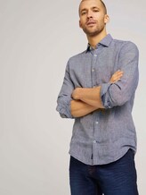 gemustertes Hemd mit Leinen - Männer - navy white houndstooth gemustertes Hemd mit Leinen - Männer - navy white houndstooth - 5 - TOM TAILOR