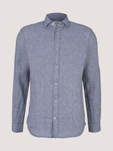 gemustertes Hemd mit Leinen - Männer - navy white houndstooth gemustertes Hemd mit Leinen - Männer - navy white houndstooth - 7 - TOM TAILOR