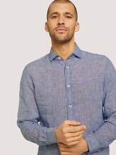 gemustertes Hemd mit Leinen - Männer - navy white houndstooth gemustertes Hemd mit Leinen - Männer - navy white houndstooth - 9 - TOM TAILOR