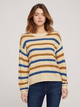 Strickpullover mit Streifenmuster - Frauen - creme blue yellow stripe Strickpullover mit Streifenmuster - Frauen - creme blue yellow stripe - 1 - TOM TAILOR Denim