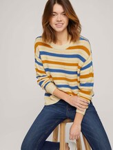 Strickpullover mit Streifenmuster - Frauen - creme blue yellow stripe Strickpullover mit Streifenmuster - Frauen - creme blue yellow stripe - 5 - TOM TAILOR Denim